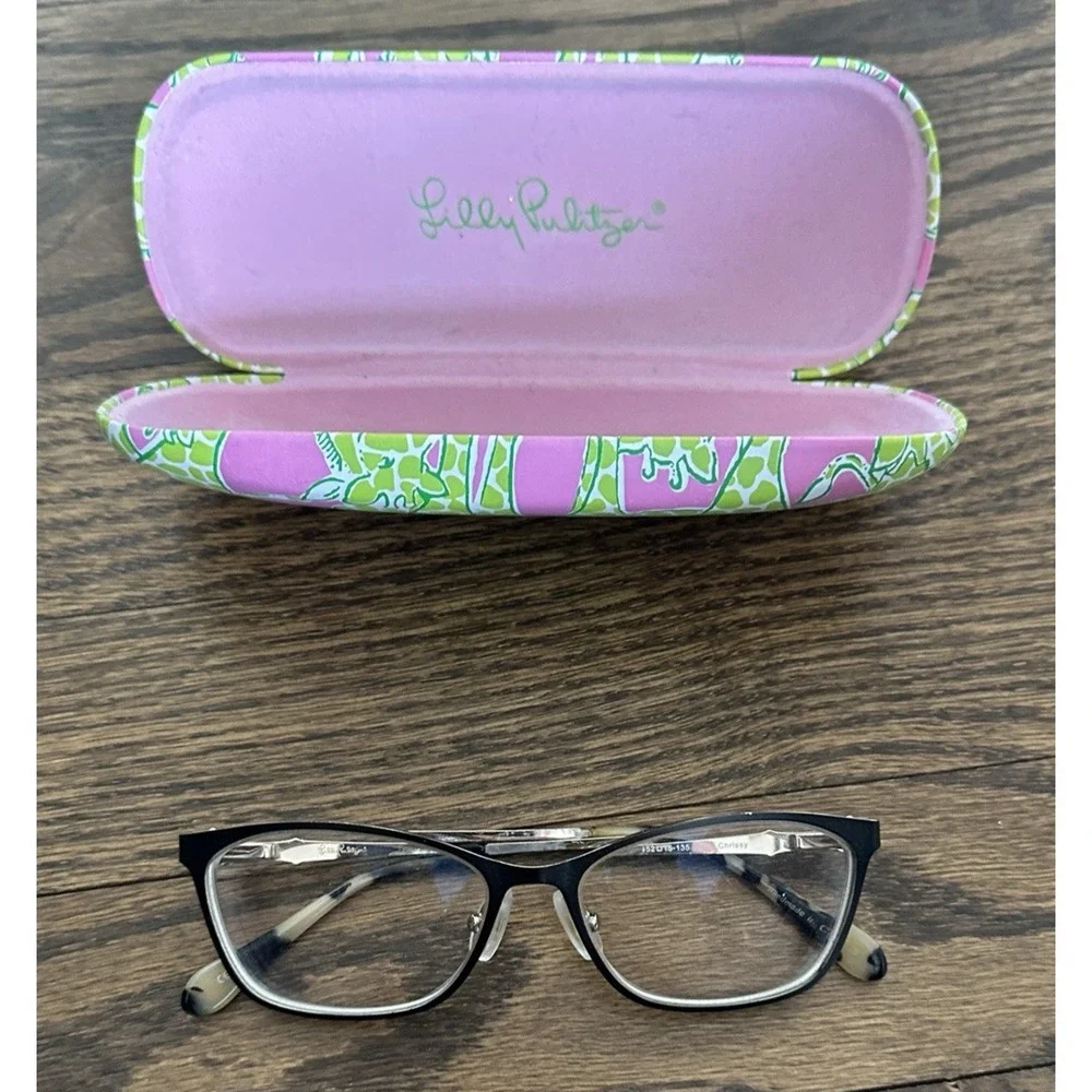 Lilly Pulitzer Chrissy Eyeglasses Black Flex 52-15-135 with Giraffe Case